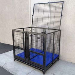 (Brand New) $280 Large 49” Heavy-Duty Folding Dog Crate 49x38x43” Double-Door Cage Kennel w/ Divider