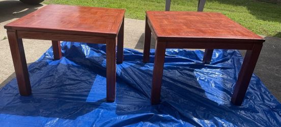 Solid Wood Parquet Top End Tables