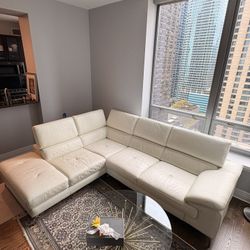 Italian Leather White Couch For Sale