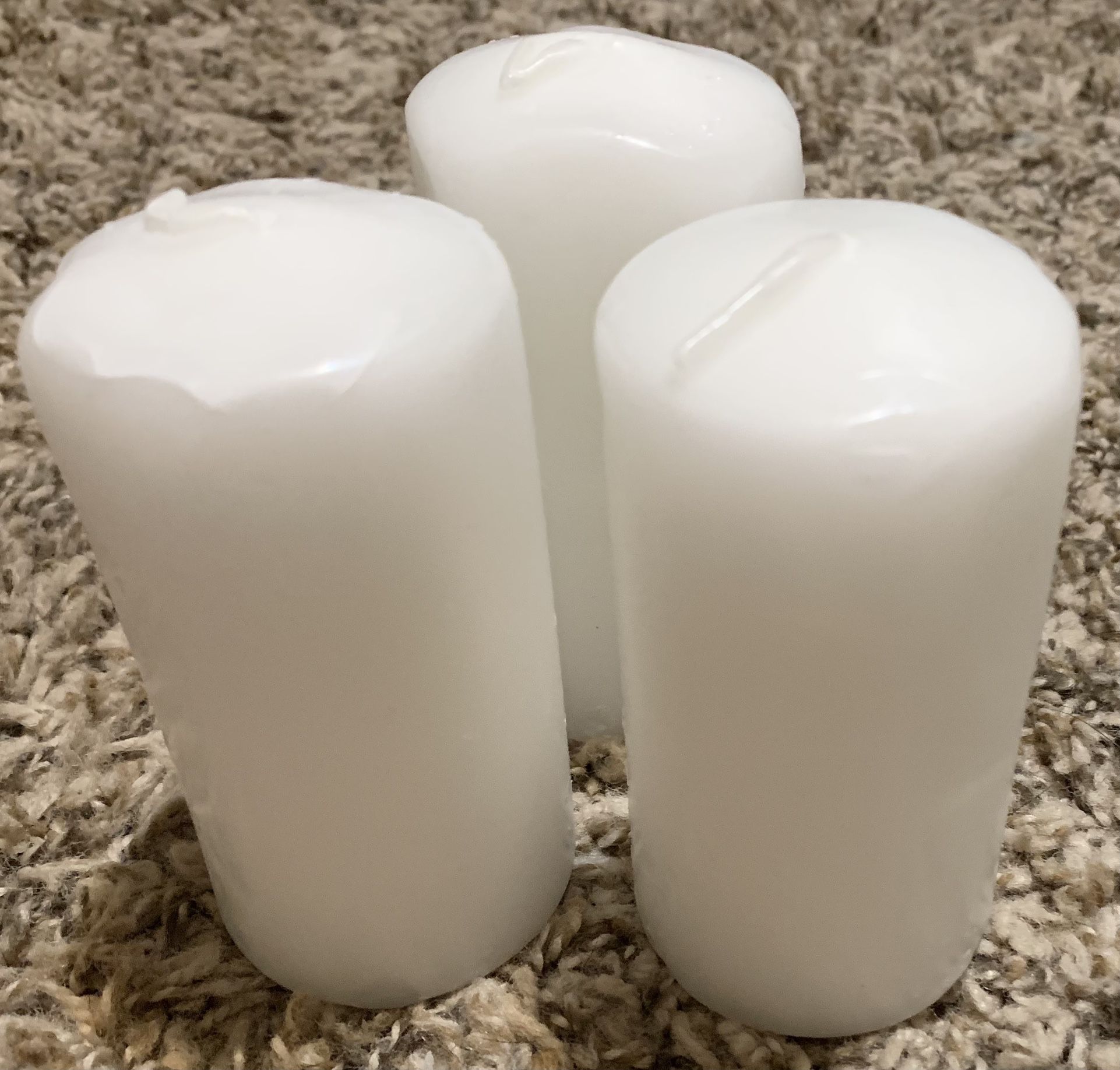 Hyoola Unscented Pillar Candles White 3-Pack 2x3 Inch, European Made