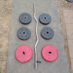 Weights 60lbs + Curl Bar