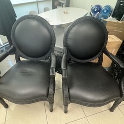 Pair of Restored Solid Wood Accent Chairs