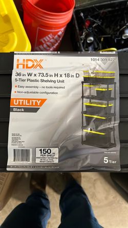 HDX 5-Tier Plastic Shelving Unit Black