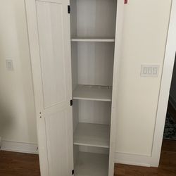 Tall Cabinet, Beige With Shelving Storage