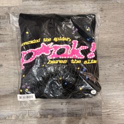 Pink and Black Spider Hoodie Size L
