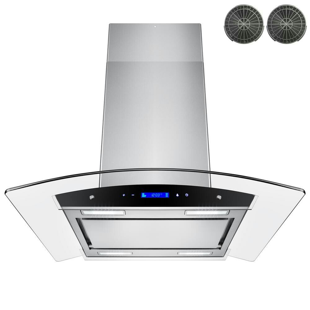 30 in. Convertible Kitchen Island Mount Range Hood in Stainless Steel