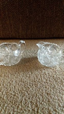 Antique hand cut lead crystal cream and sugar