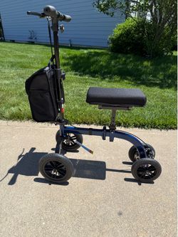 Akoasm Blue 4-Wheel Knee Scooter with Bag