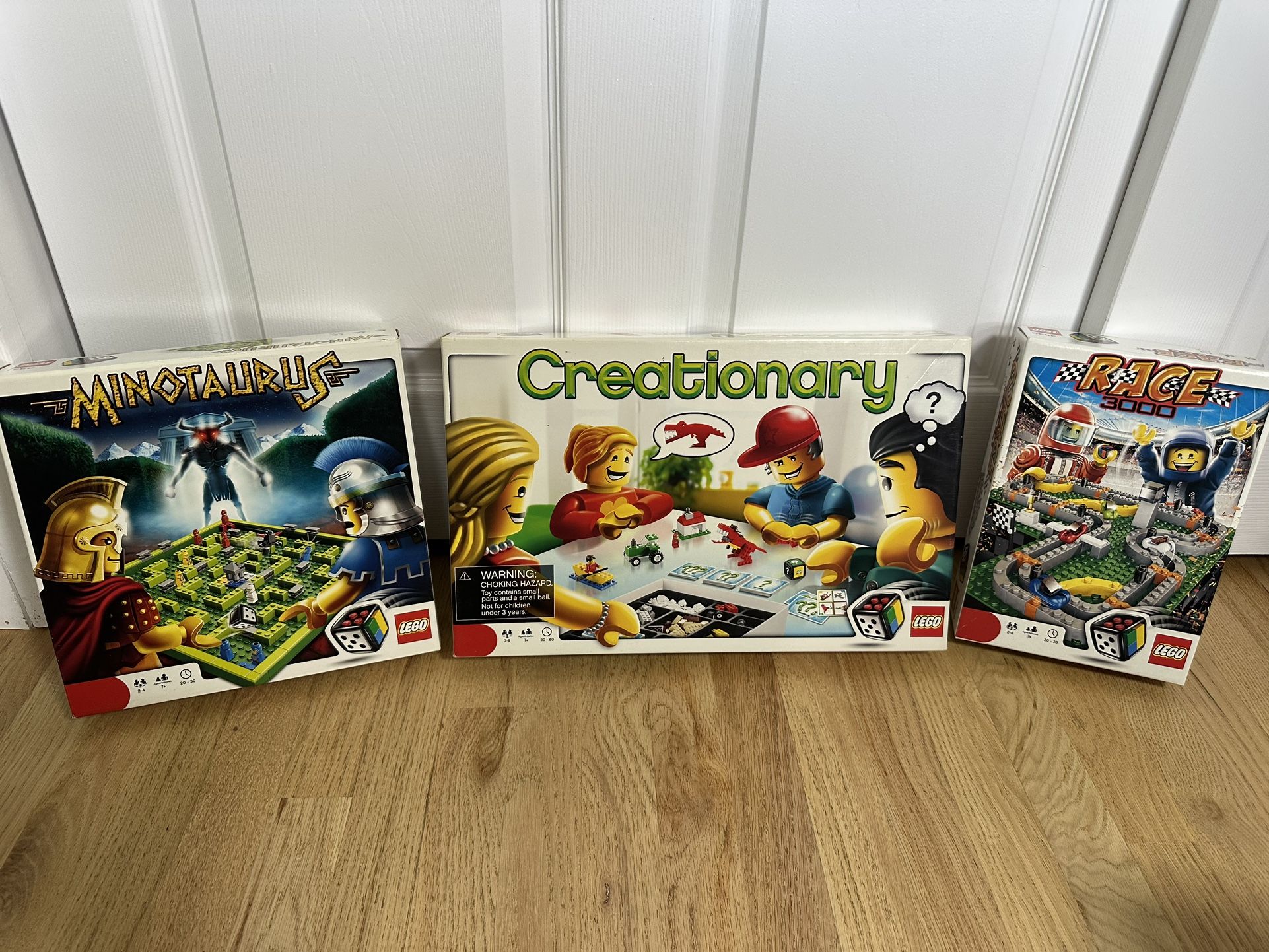 Lot of 3 Lego Board Games - Creationary, Minotaurus, Race 3000