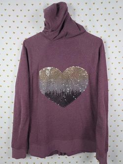 Victorias Secret BLING HEART Full Zip HTF hoodie Maroon Jacket MEDIUM