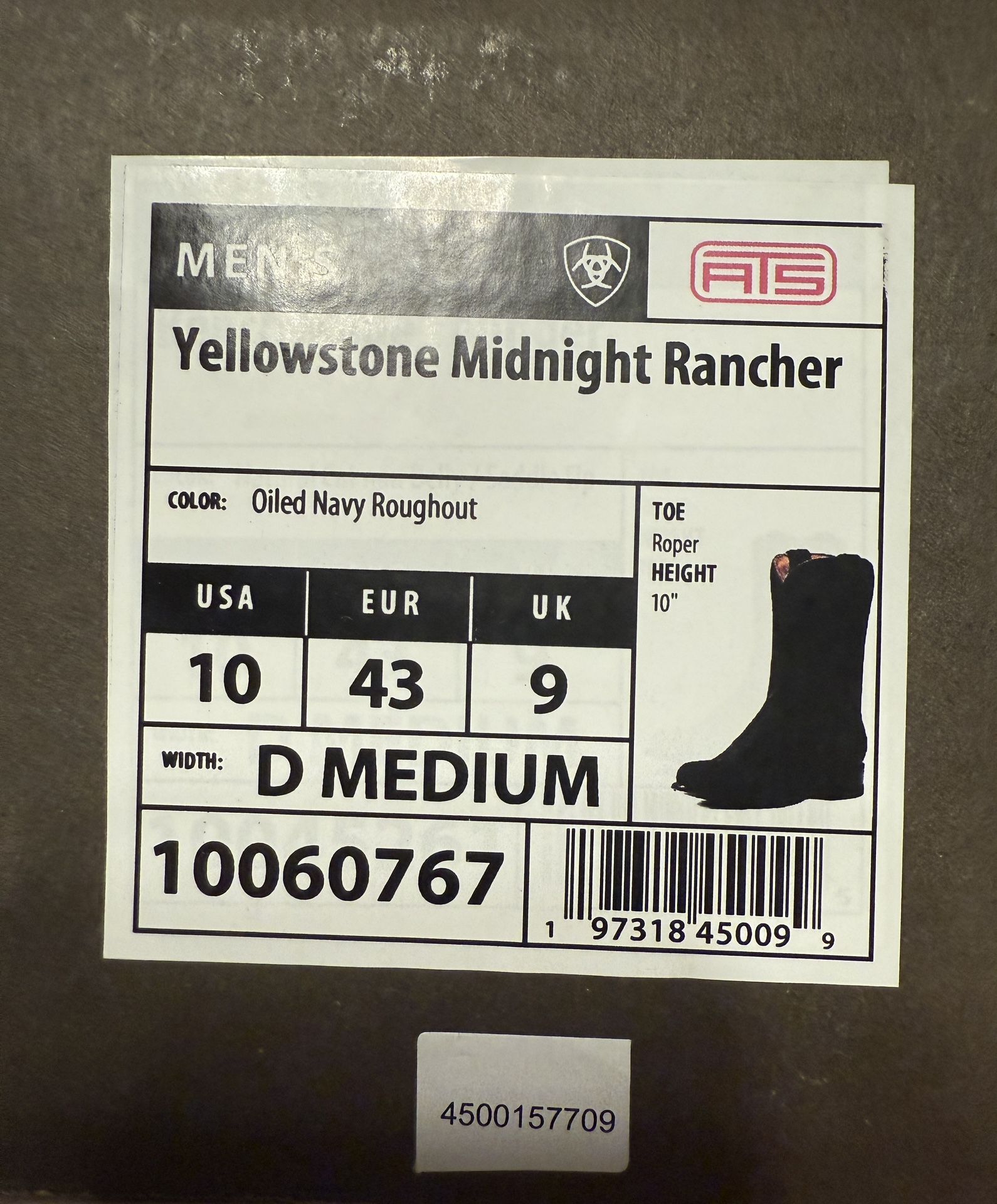 Ariat Men’s Yellowstone Boots Size 10 D - Oiled Navy Roughout See Other Photos