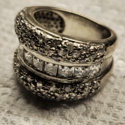 Sterling Silver And Diamond Ring Woman's Ring Wedding Ring
