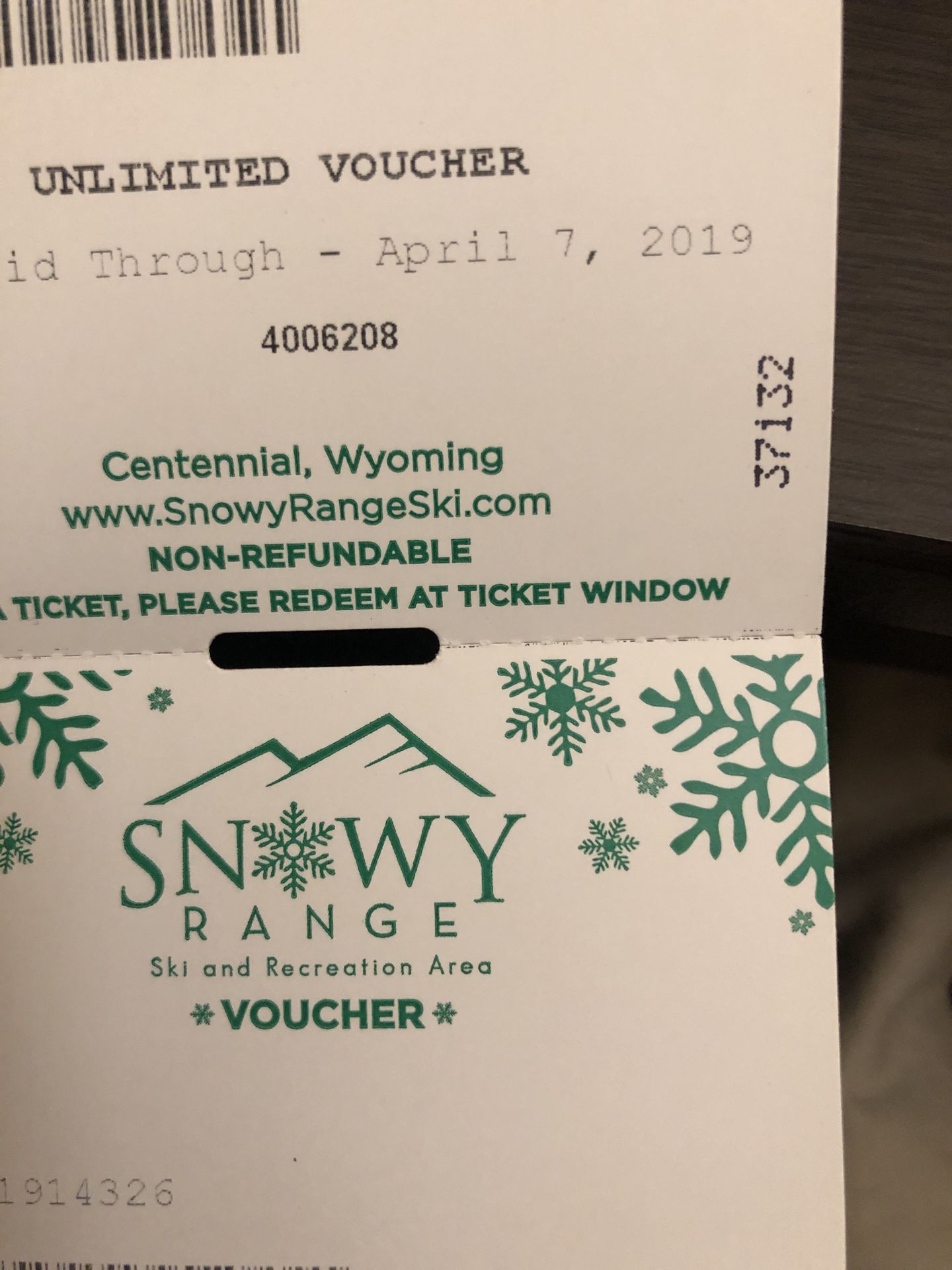 X8 snowy range ski lift tickets 25 each