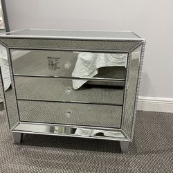 Mirror Nightstand 30” Wide 3 Drawers