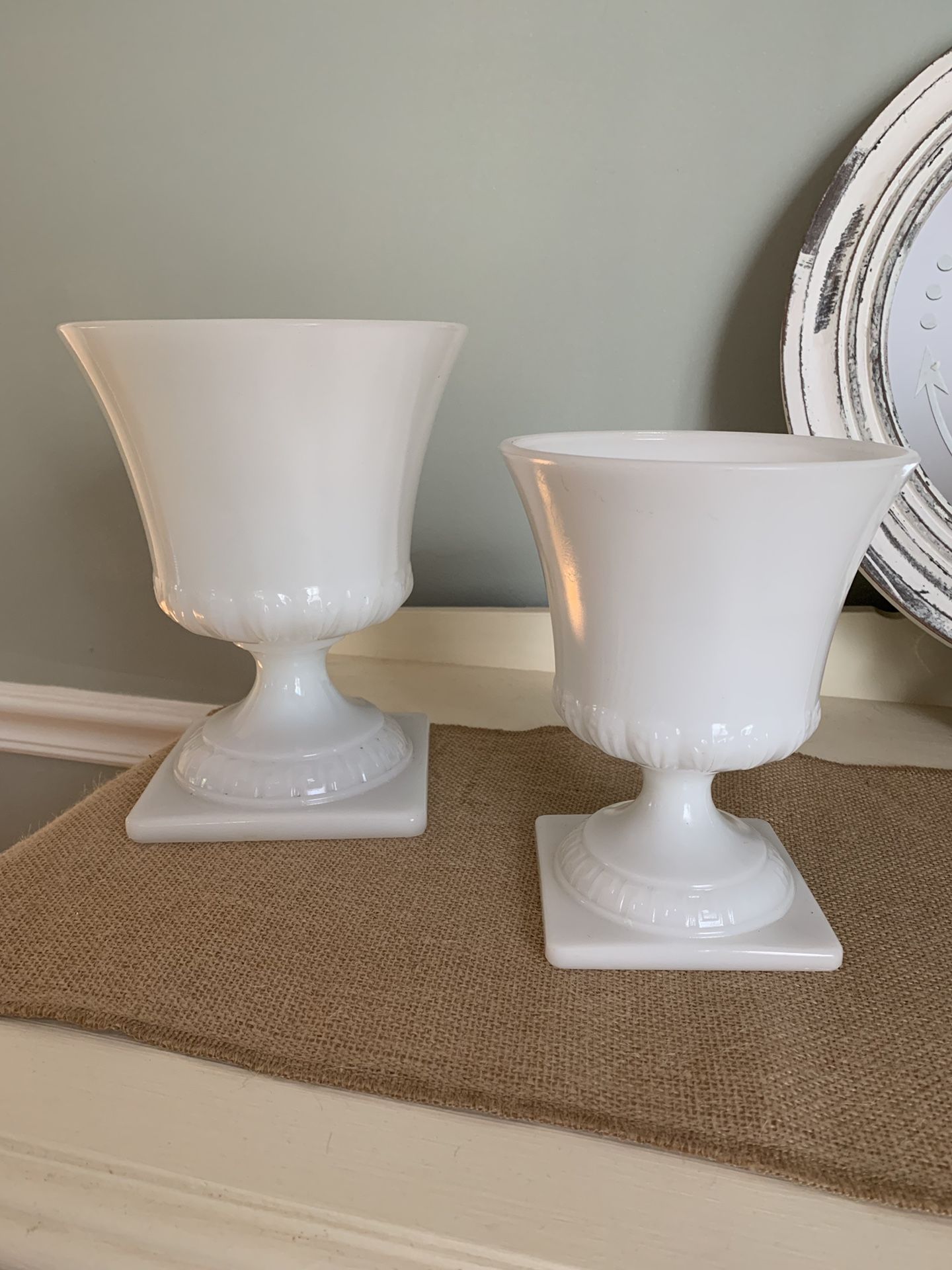 Vintage Milk Glass Planters/ Urns