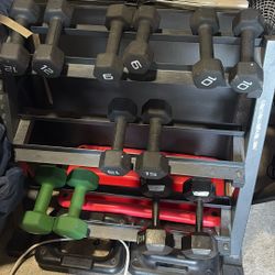 Dumbbell Rack With Dumbbells 