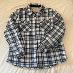 Sage Collective Women’s Long Sleeve Plaid Shirt Jacket – Sherpa Lined Fleece Shacket with Pockets