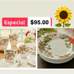 8 Piezas Platos Tazas Marbella Noche Buena $95.00 Especial Princess House Ventas Finales 