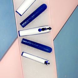 Blue And White Press Ons 