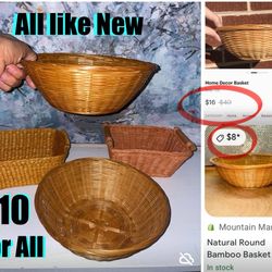 $10 For All home Decor organizer Baskets 9” and 8”like New