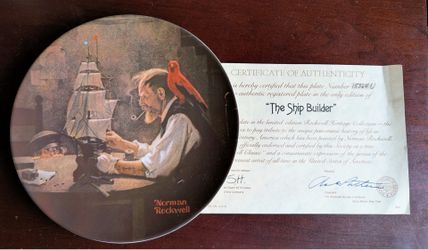 Norman Rockwell “The Ship Builder” Collector Plate by Edwin M. Knowles w/ COA