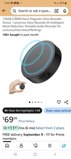 Lymorvex 136GB Magnetic Voice Recorder
