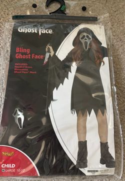 Bling Ghost Face Halloween Costume Child Large
