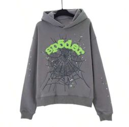 Grey n green sp5der hoodie