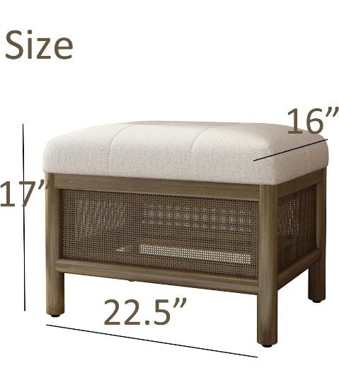 Sofa Ottoman Chairs, Solid Wood for Living Room & Bedroom (21.5x16x17inch)