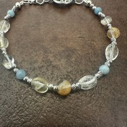 November Birth Stone Elegant Citrine Beaded Bracelet