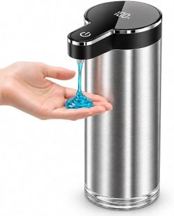 Automatic Liquid Soap Dispenser Touchless (Stainless Steel Black, Liquid) 11.8 oz Capacity, 4 Adjustable Levels, USB Rechargeable Stainless Steel Hand