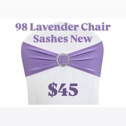 Spandex Chair Sashes Bands 98PCS Stretch Chair Ties Bows with Buckle Slider for Wedding Party Banquet Decoration (Lavender)…