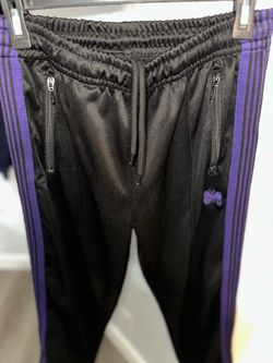 Needles women’s Track Pants Black Purple Stripe