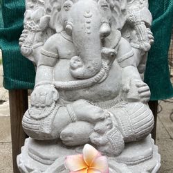 Ganesha Statue 19” large/ natural concrete, Spiritual Yoga Meditation Zen