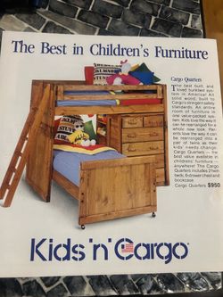 Kids n Cargo Solid Teak Wood Bunk Beds / Loft Bed Set
