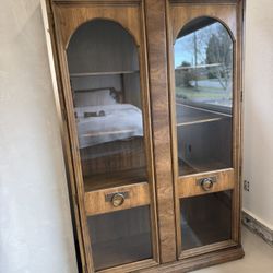 Wood Hutch With Arched Glass Doors 