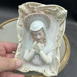 Vintage Japan Nikoniko China 6” Madonna Wall Plaque VG 
