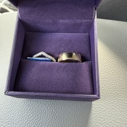 Men’s And Woman’s Wedding Band 14k Woman’s White Gold Lab Created And 10K Men’s Gold Band