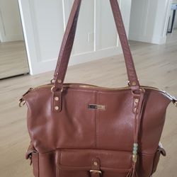 Lily & Jade Brown Leather Diaper Bag