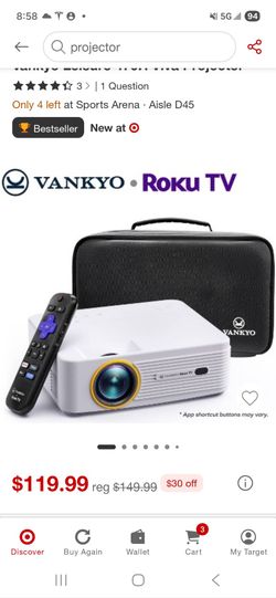 Vankyo Leisure Roku TV Projector with Case