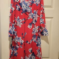 Tommy Hilfiger 10 NWT Red With Blue & White Floral Dress