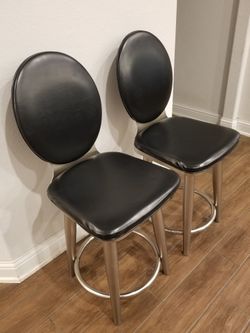 Set of 2 Barstools Counter Height Swivel 360°