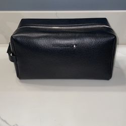 Mont Blanc toiletry bag, black leather