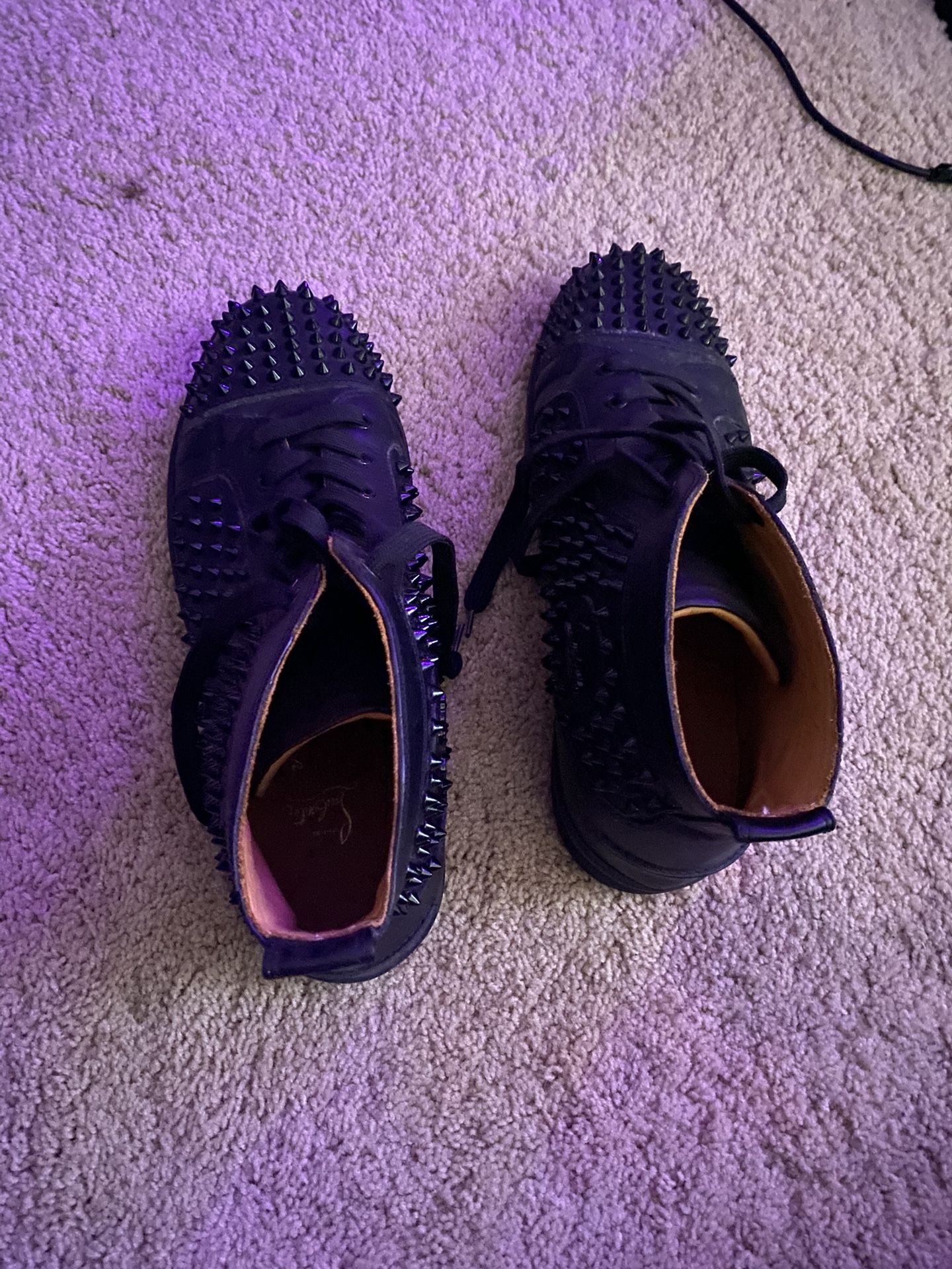 Men's Louis Mid-Top Spiked Leather Sneakers