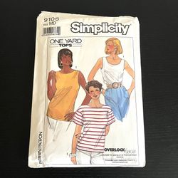 Simplicity Sewing Pattern Size M 9106 Pullover Tops Shirts Stretch Knits