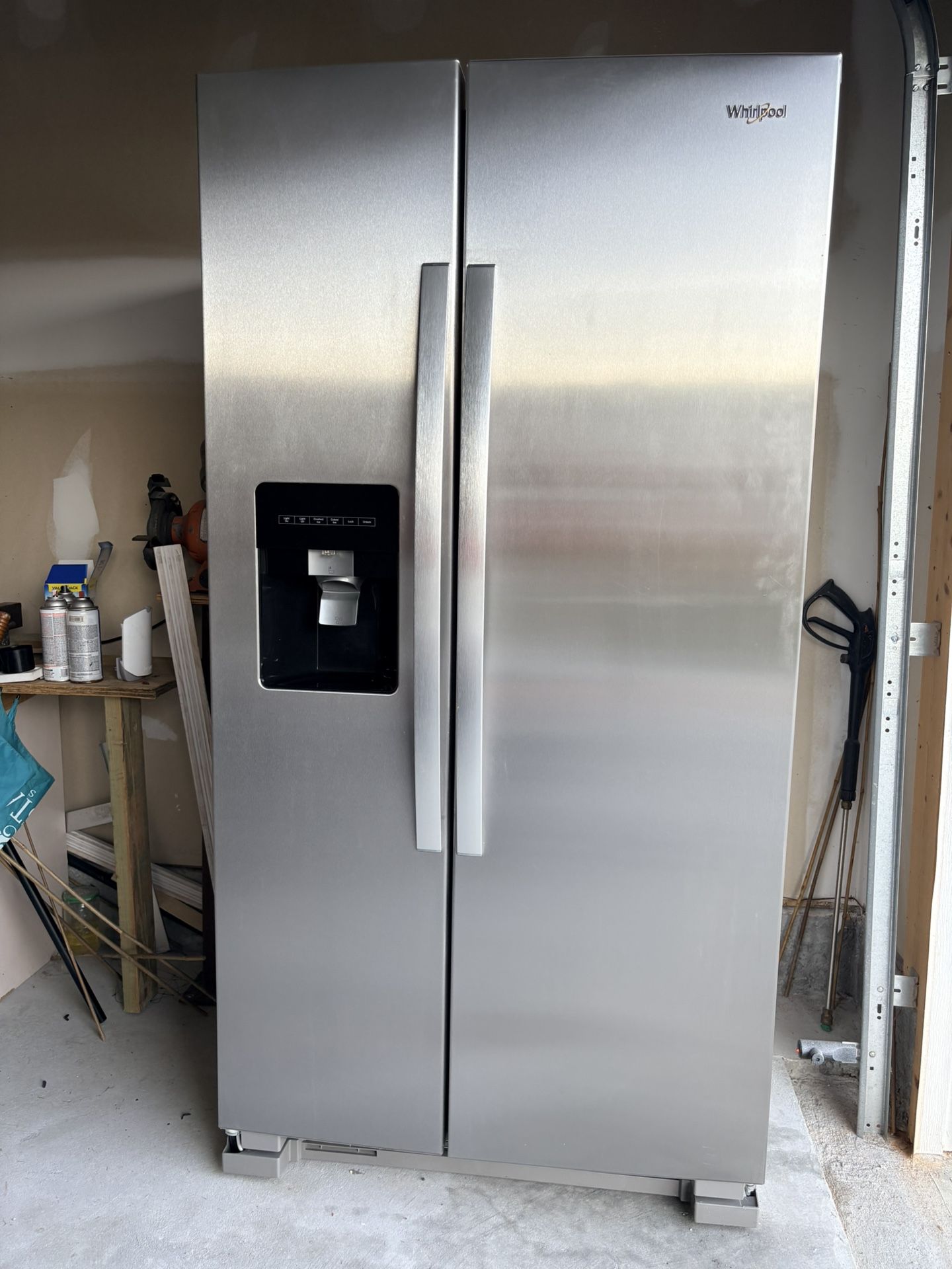 Whirlpool Stainless Steel Side By Side Refrigerator 1 1/2 Yrs Old 