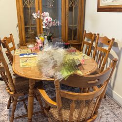 Antique dining  table with 6 chairs OBO