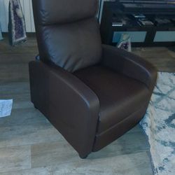 Faux Leather Brown Recliner  Simple Smaller 