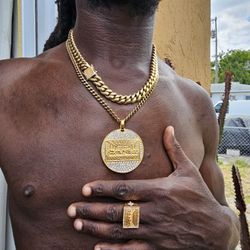 I Deliver I Ship 14k Gold Plated 2 Chains Pendant And Ring