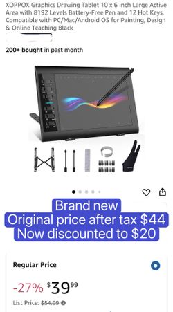 Graphics Drawing Tablet 10 x 6 Inch Large Active Area with 8192 Levels Battery-Free Pen and 12 Hot Keys, Compatible with PC/Mac/Android OS for Paintin